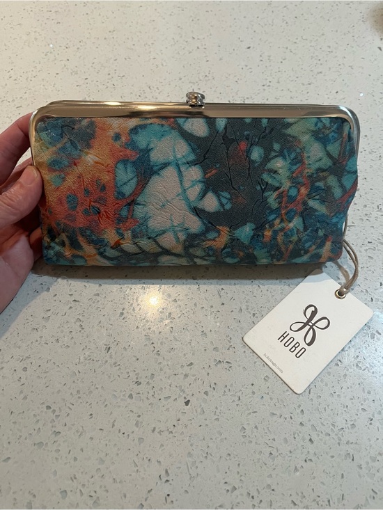 HOBO Handbags - HOBO Teal Blue and Coral Frame Clutch, new with tags!